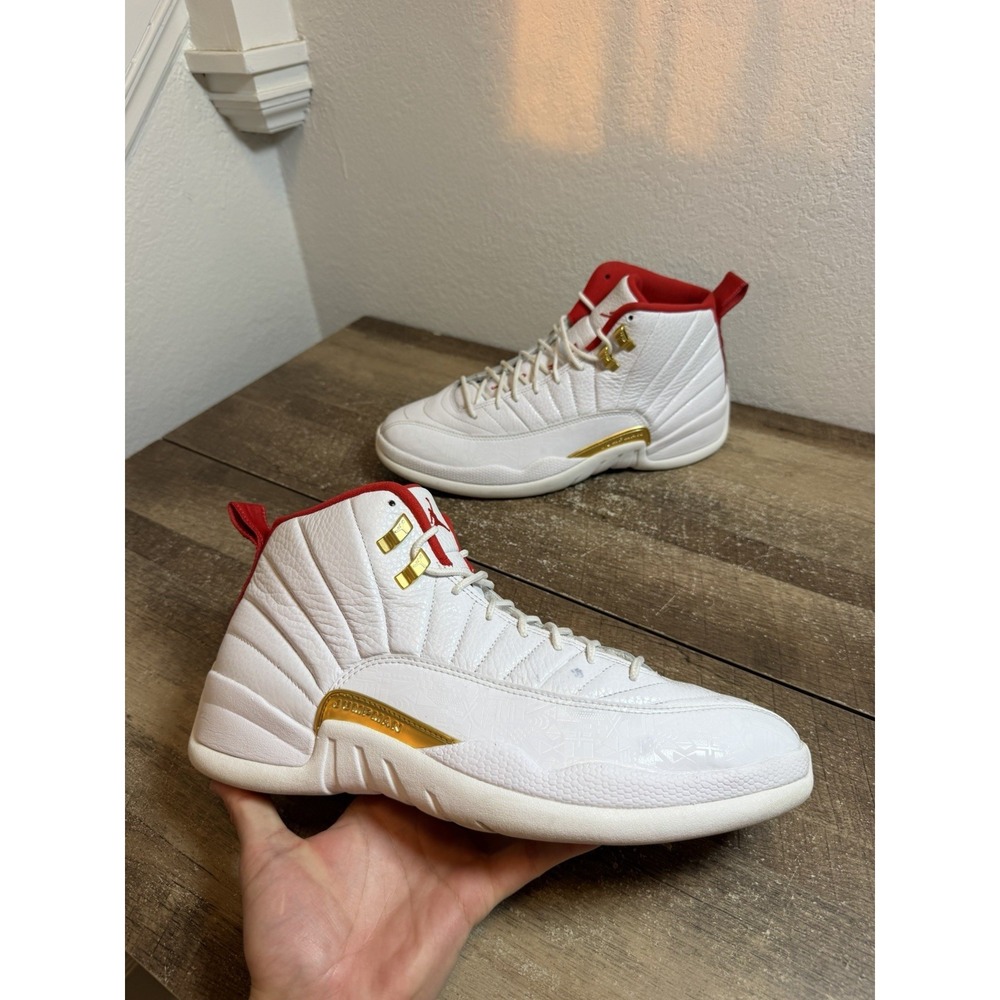 Nike Air Jordan 12 Retro FIBA 2019 White University Red Gold Sz 12 130690-107